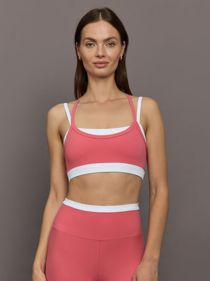 Carbon38 | Double Layered Contrast Bra in Melt - Rosewood / White