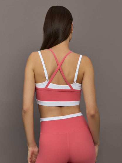 Carbon38 | Double Layered Contrast Bra in Melt - Rosewood / White