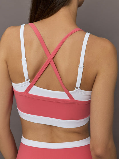 Carbon38 | Double Layered Contrast Bra in Melt - Rosewood / White