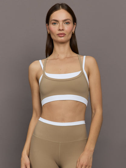 Carbon38 | Double Layered Contrast Bra in Melt - Chinchilla / White