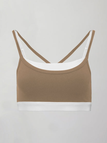 Carbon38 | Double Layered Contrast Bra in Melt - Chinchilla / White