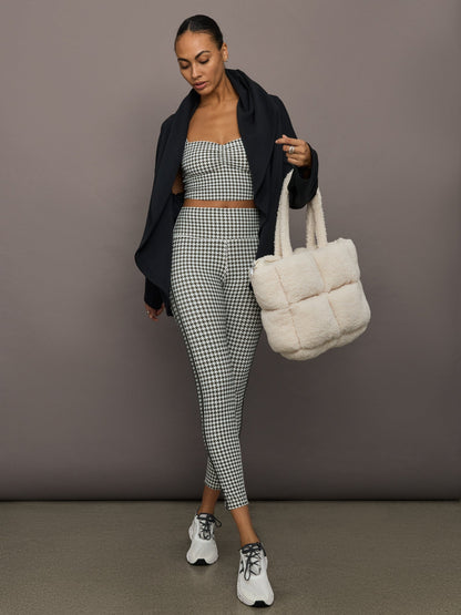 Carbon38 | Houndstooth Sports Bra - Ivory / Faded Black
