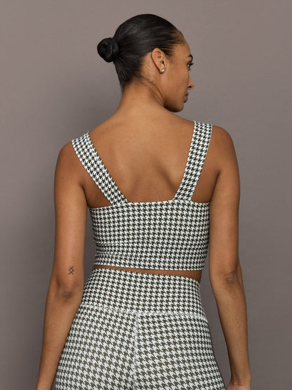 Carbon38 | Houndstooth Sports Bra - Ivory / Faded Black