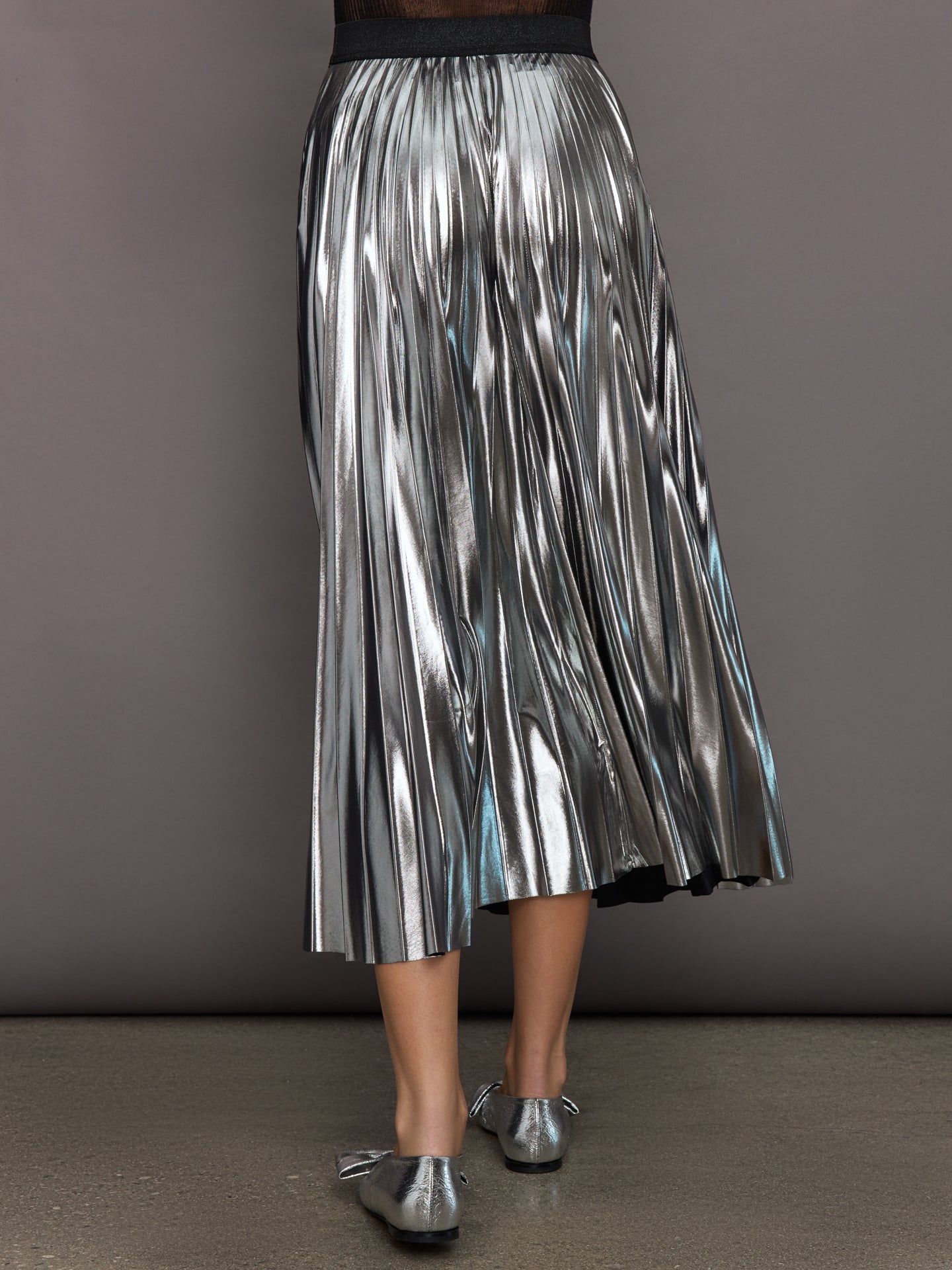 Carbon38 | Metallic Pleated Skirt - Silver