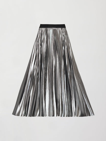 Carbon38 | Metallic Pleated Skirt - Silver
