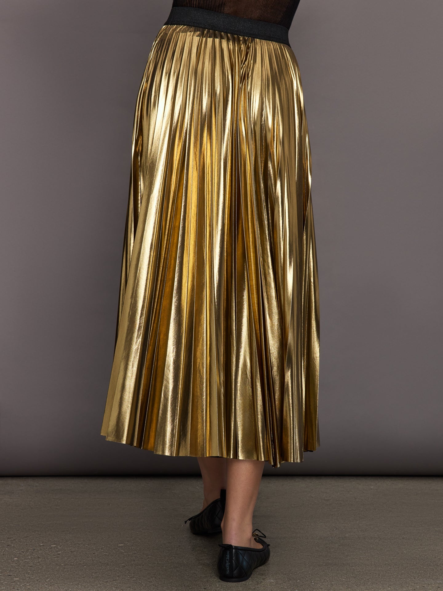 Carbon38 | Metallic Pleated Skirt - Gold