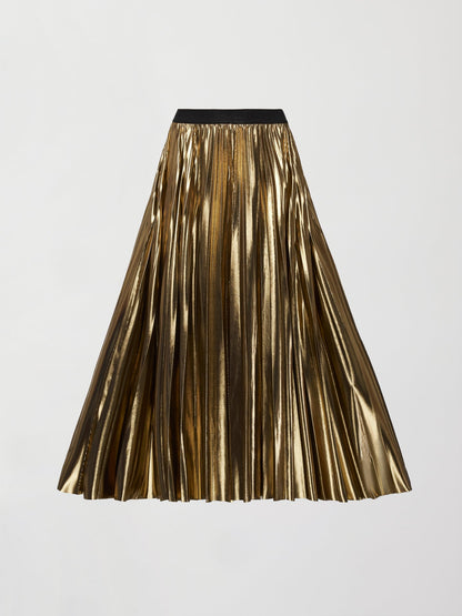 Carbon38 | Metallic Pleated Skirt - Gold