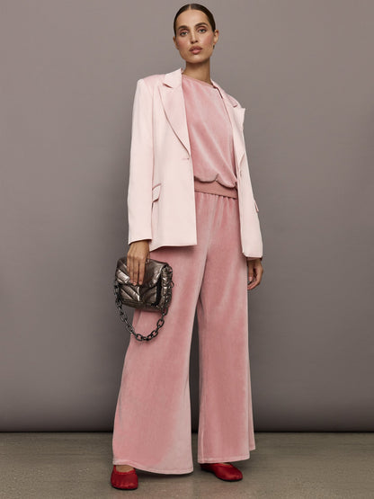 Carbon38 | Wide Leg Pant in Velour - Blush