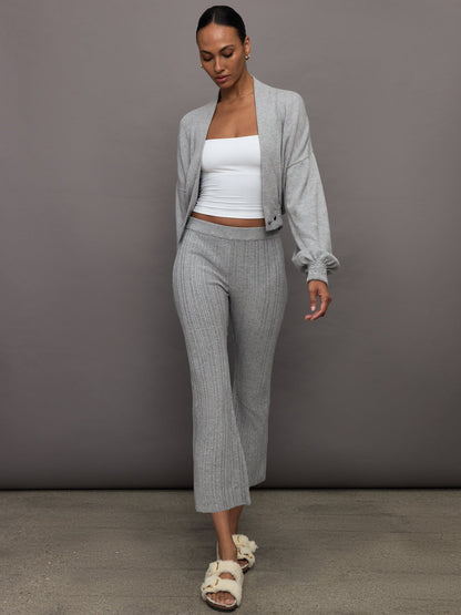 Carbon38 | Pallas Rib Knit Bootcut Pant - Heather Grey