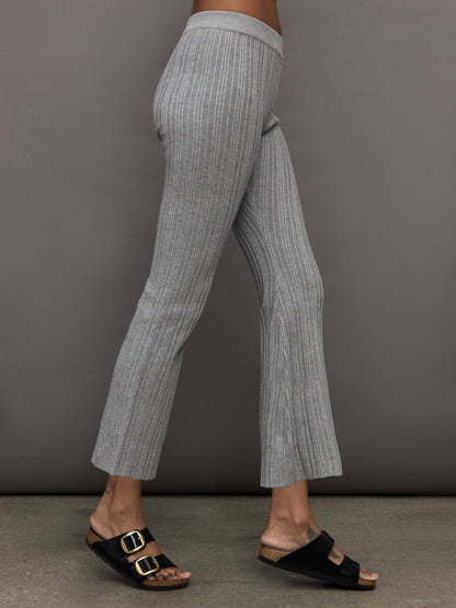 Carbon38 | Pallas Rib Knit Bootcut Pant - Heather Grey