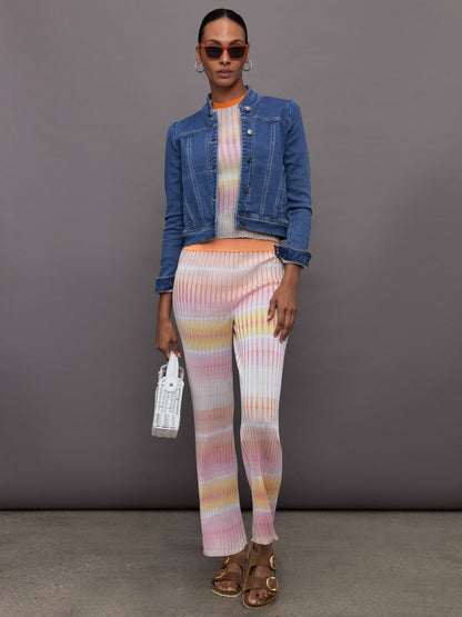 Carbon38 | Straight Ribbed Trousers - Orange / Multi
