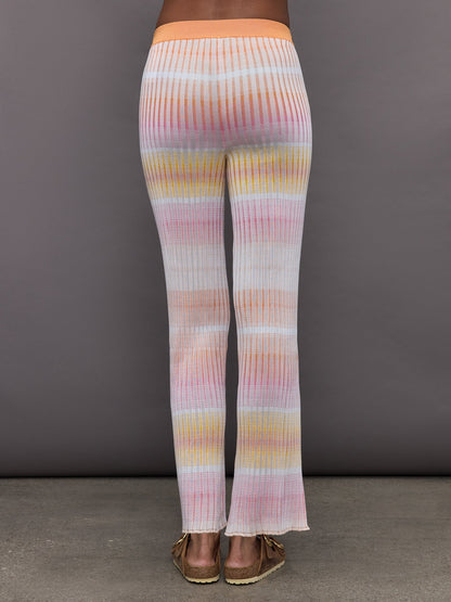 Carbon38 | Straight Ribbed Trousers - Orange / Multi