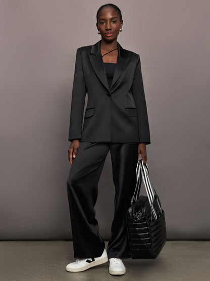 Carbon38 | Satin Straight Leg Pant - Black
