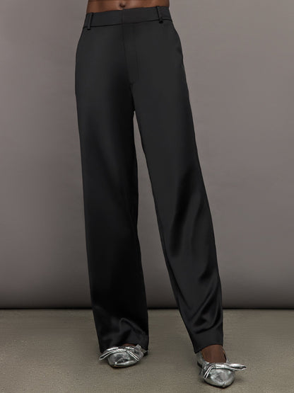 Carbon38 | Satin Straight Leg Pant - Black
