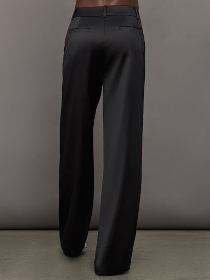 Carbon38 | Satin Straight Leg Pant - Black