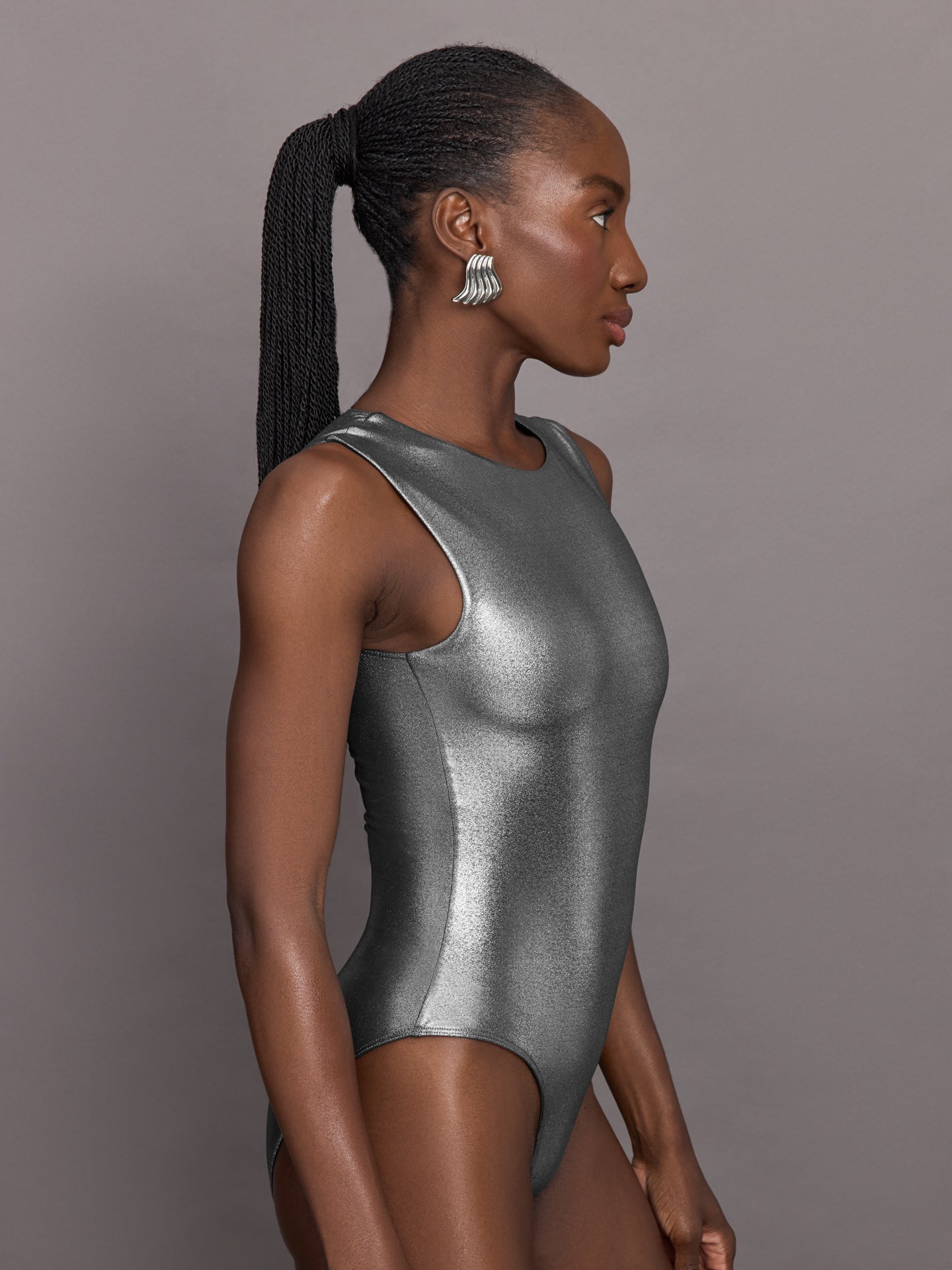 Carbon38 | Liquid Metallic Bodysuit - Metallic Silver