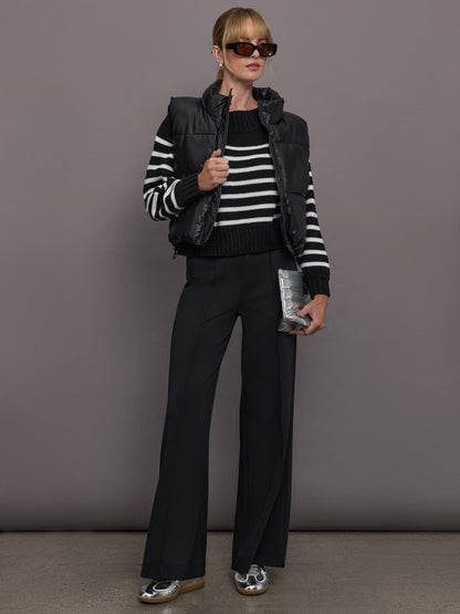 Carbon38 | Slouchy Off Shoulder Sweater - Black / White Stripe