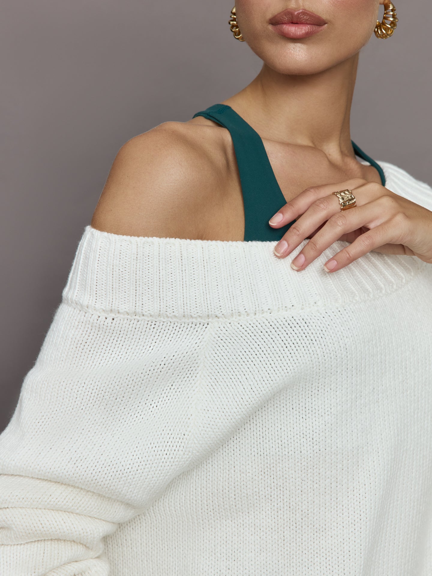 Carbon38 | Slouchy Off Shoulder Sweater - Off White
