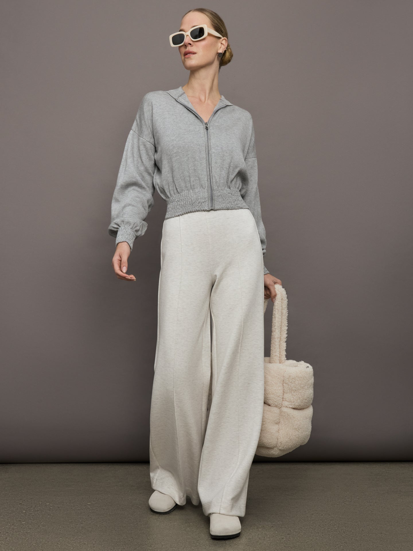Carbon38 | Nomia Ruched Zip Hoodie - Heather Grey