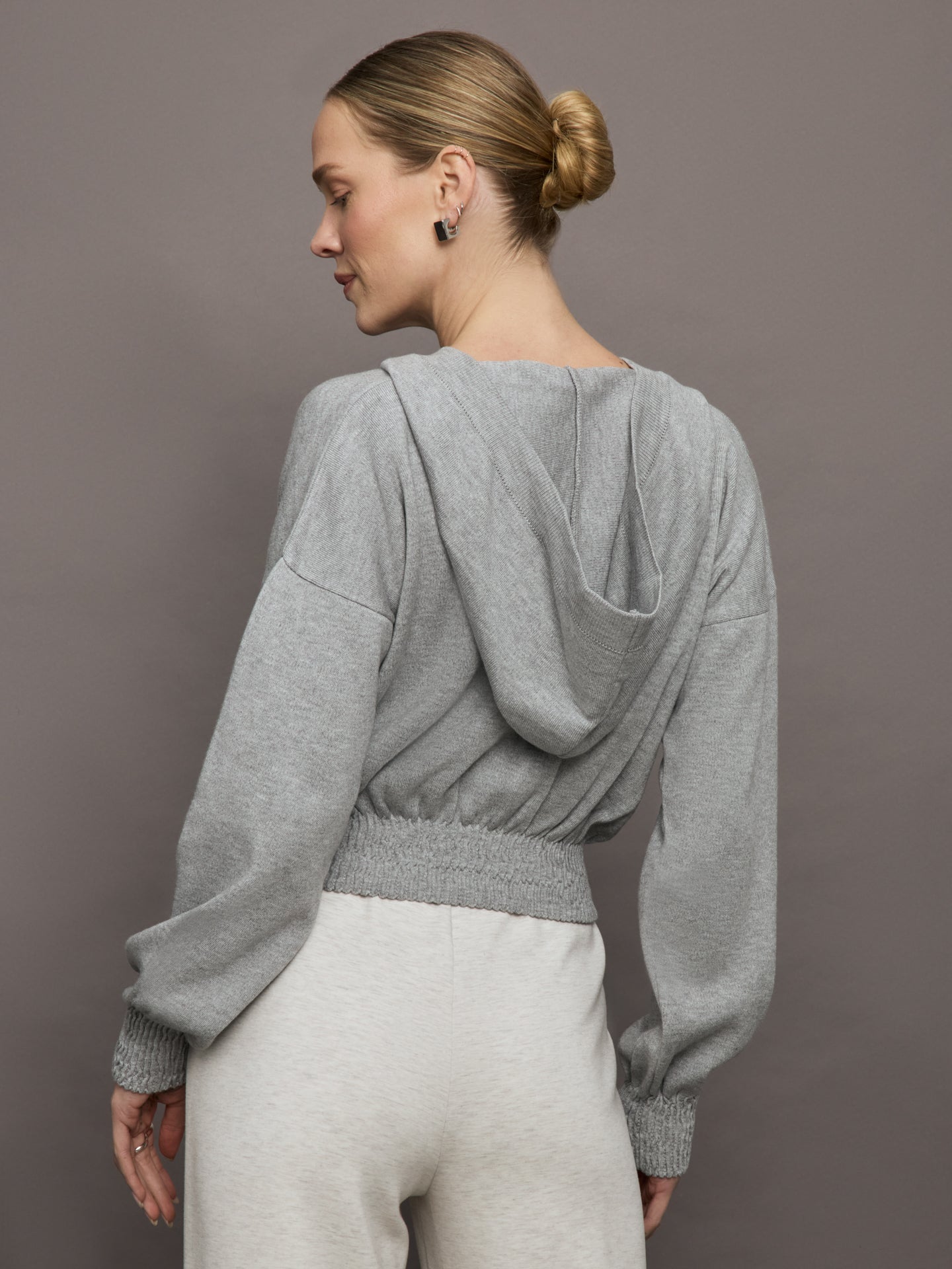 Carbon38 | Nomia Ruched Zip Hoodie - Heather Grey