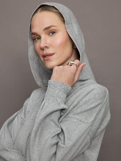 Carbon38 | Nomia Ruched Zip Hoodie - Heather Grey