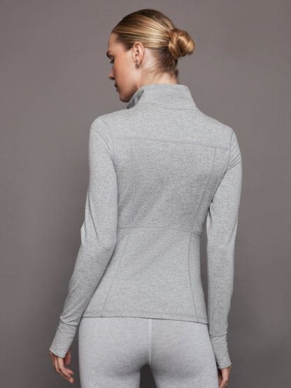 Carbon38 | Zip Long Sleeve Run Top - Silver Heather