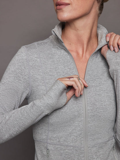 Carbon38 | Zip Long Sleeve Run Top - Silver Heather