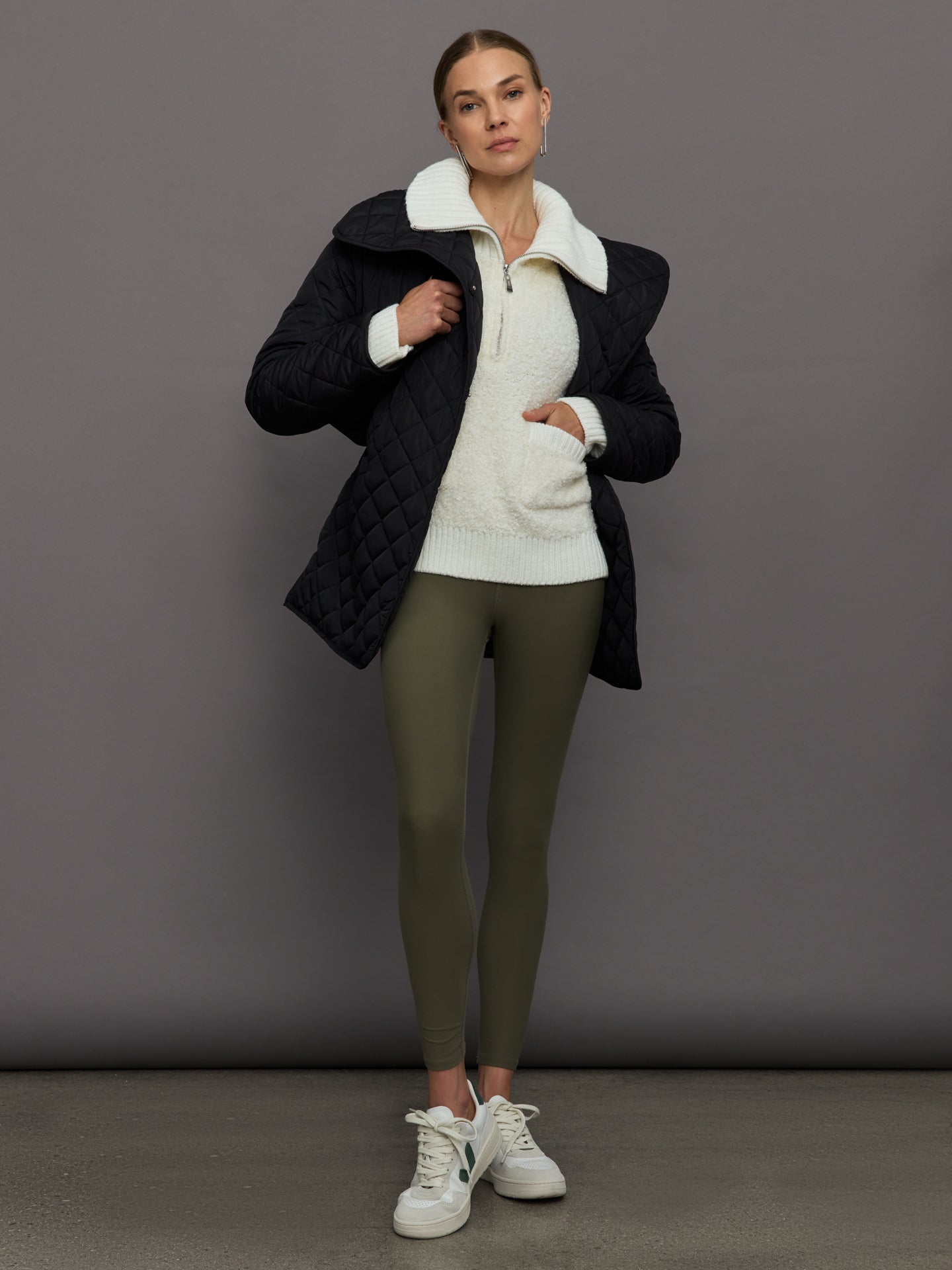 Carbon38 | Half Zip Boucle Pullover - Off White