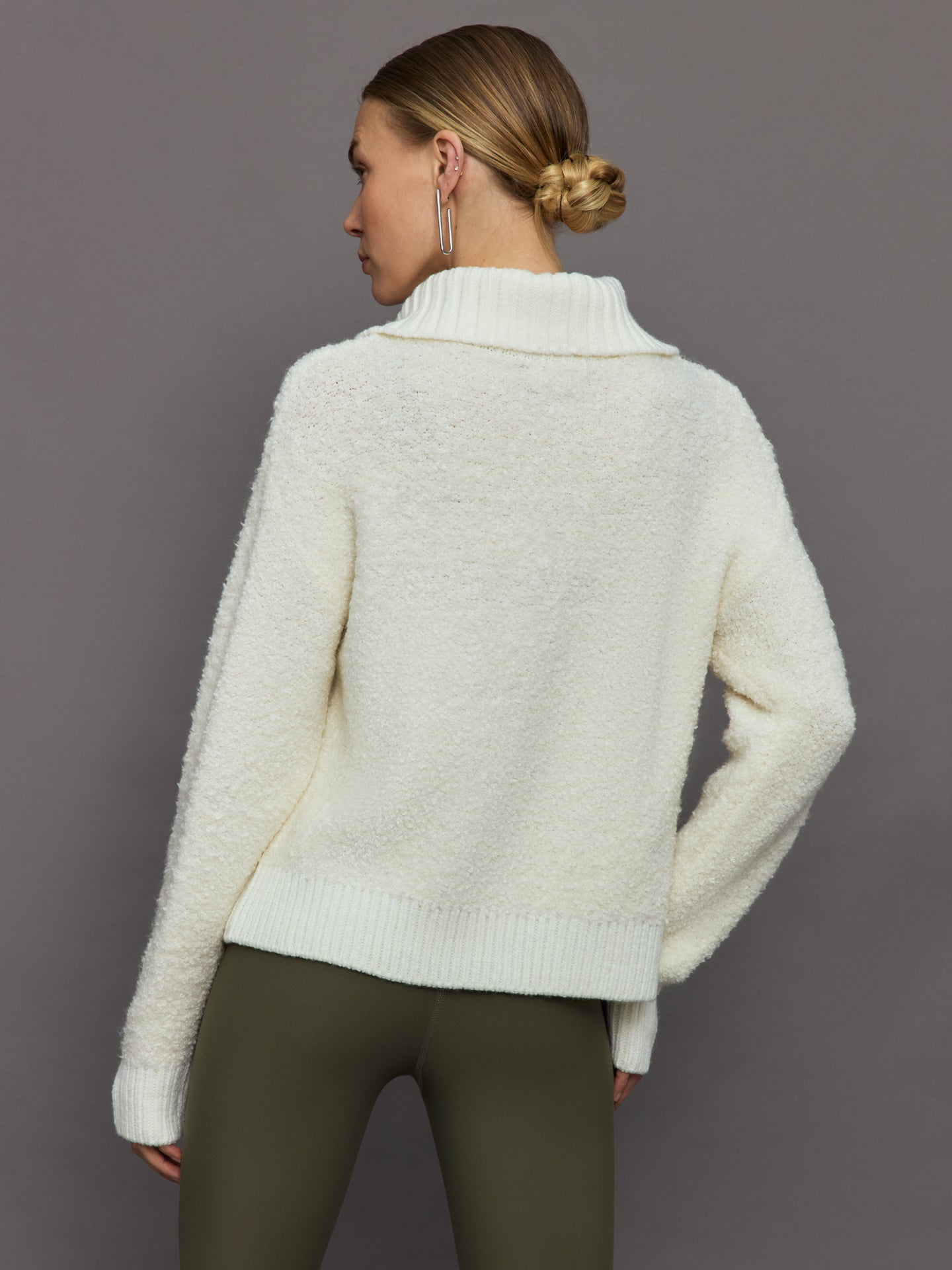 Carbon38 | Half Zip Boucle Pullover - Off White
