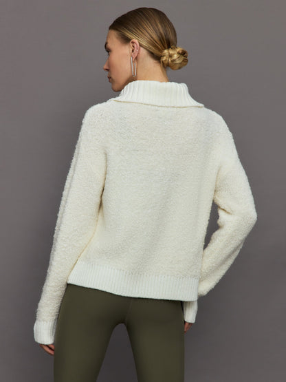 Carbon38 | Half Zip Boucle Pullover - Off White