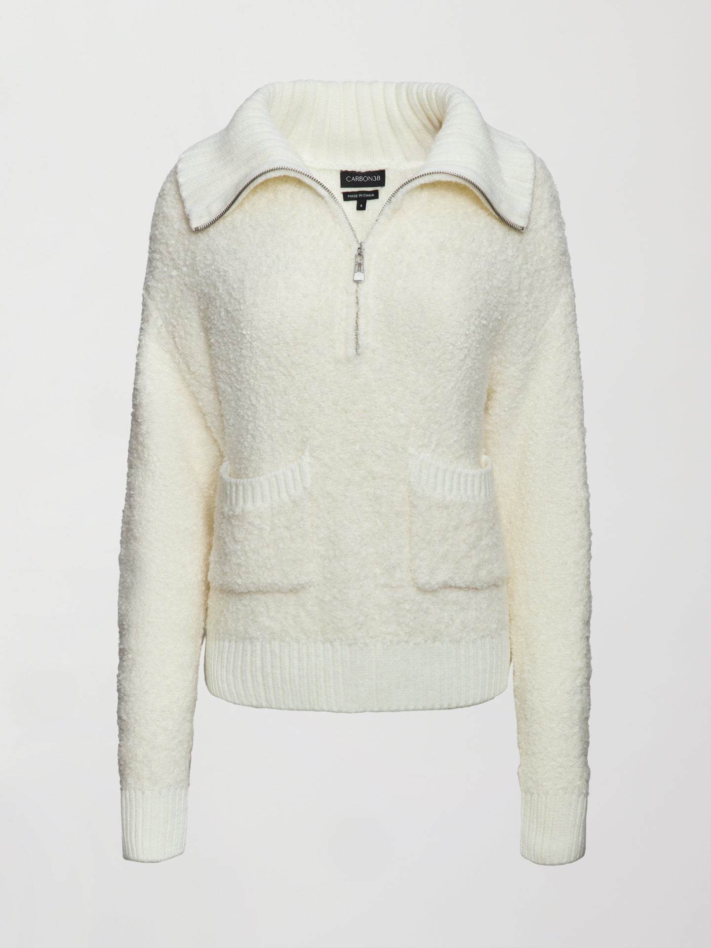 Carbon38 | Half Zip Boucle Pullover - Off White