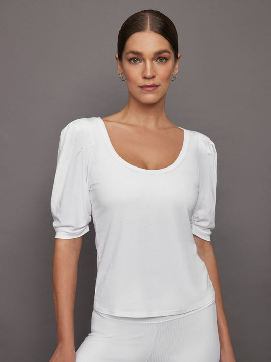 Carbon38 | Puff Sleeve Tee - White