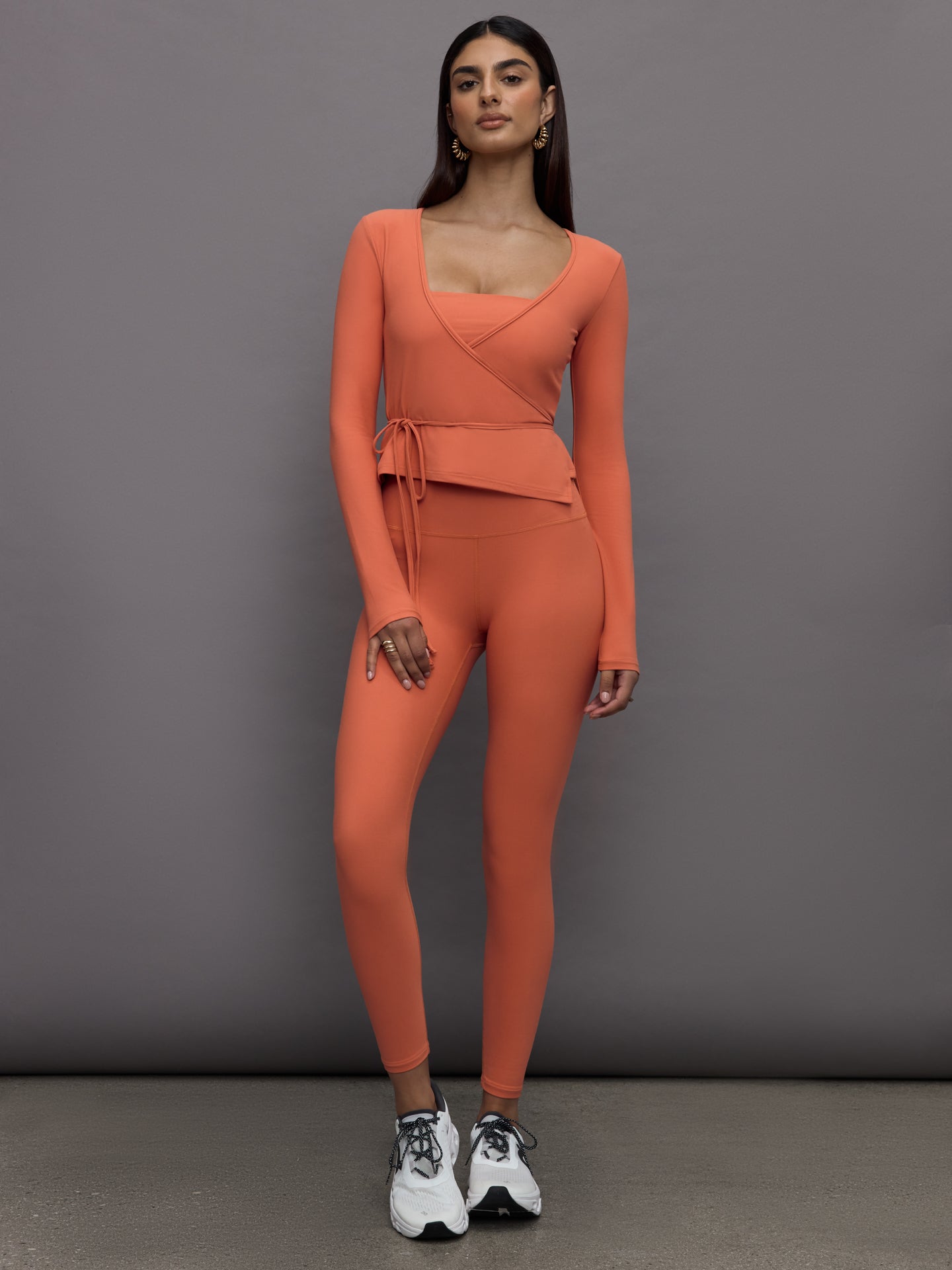 Carbon38 | Long Sleeve Tie Top in Melt - Burnt Sienna