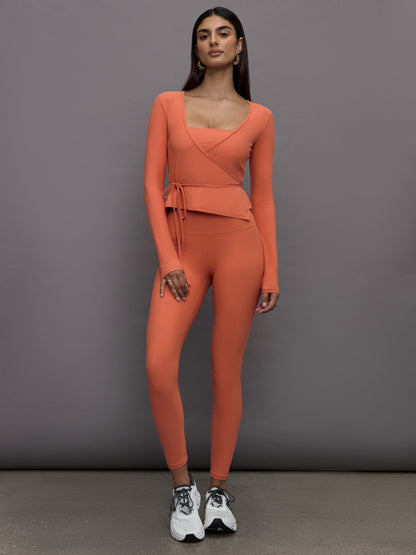 Carbon38 | Long Sleeve Tie Top in Melt - Burnt Sienna