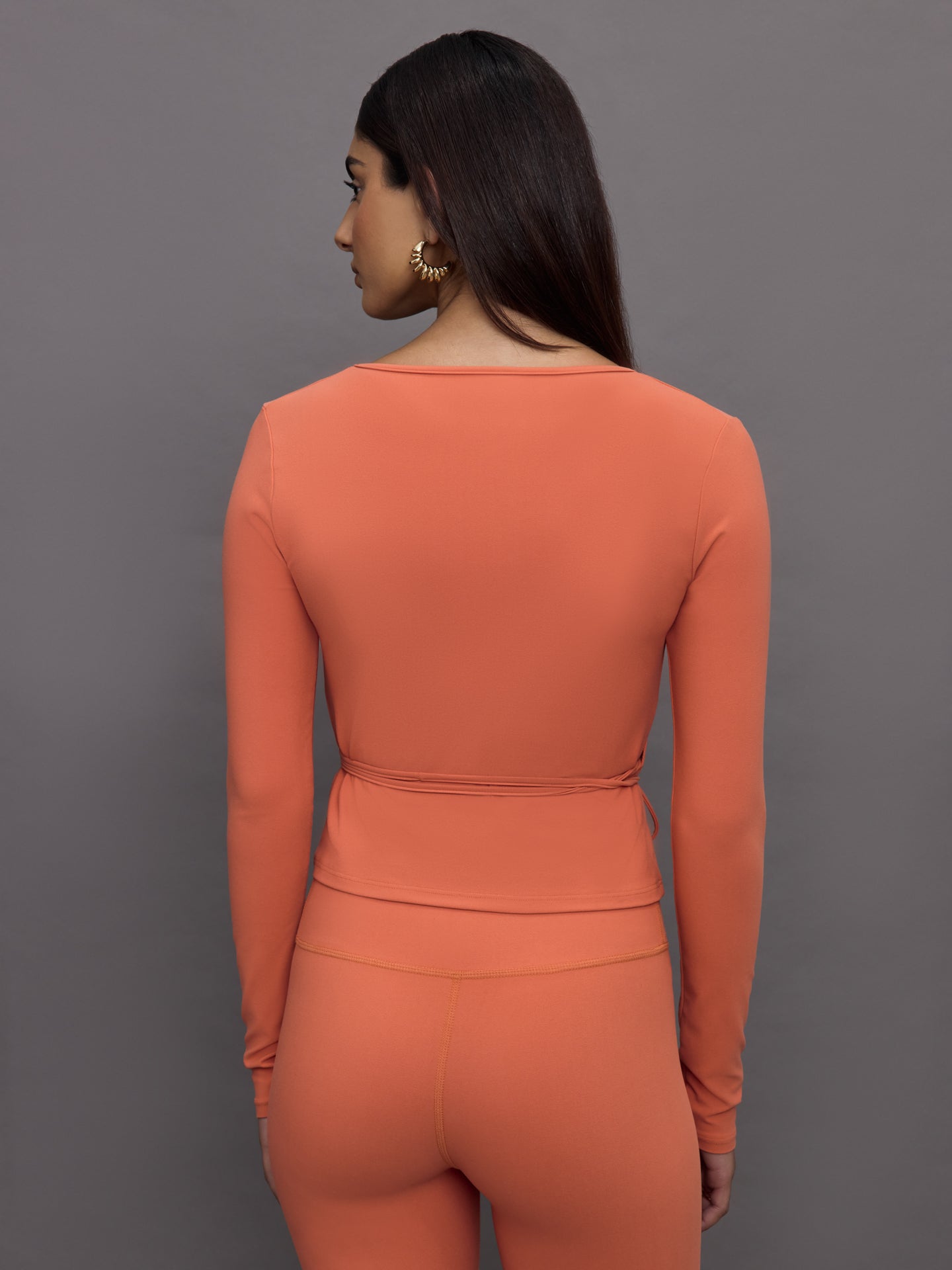 Carbon38 | Long Sleeve Tie Top in Melt - Burnt Sienna