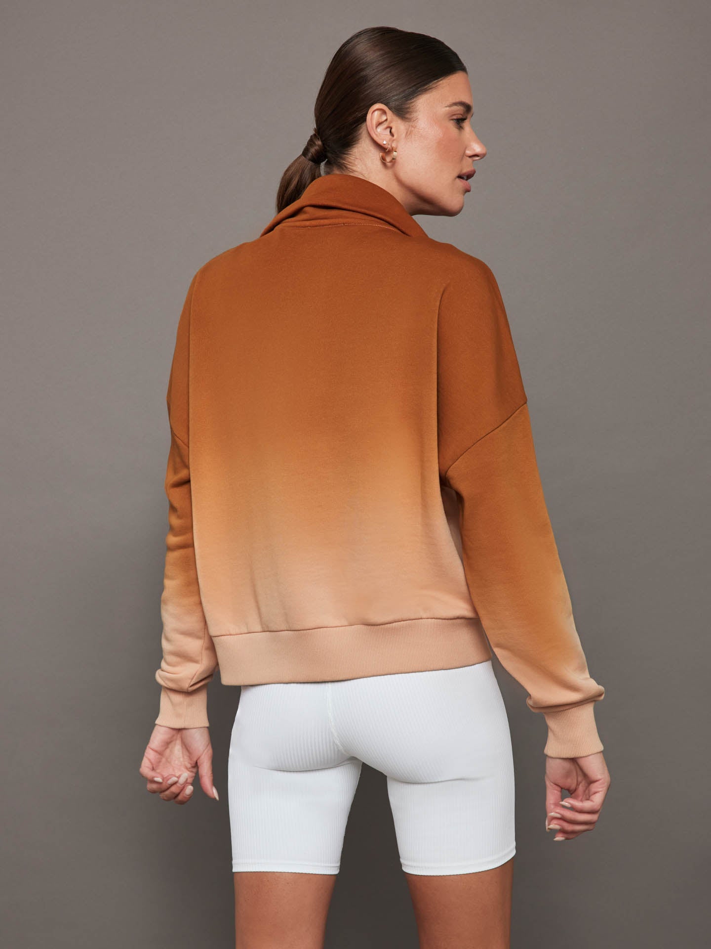 Carbon38 | Ombre French Terry Half Zip / Cactus - Caramel Cafe to Rose Cloud
