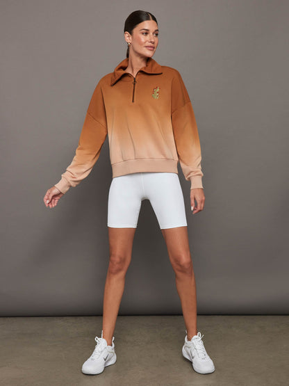 Carbon38 | Ombre French Terry Half Zip / Cactus - Caramel Cafe to Rose Cloud