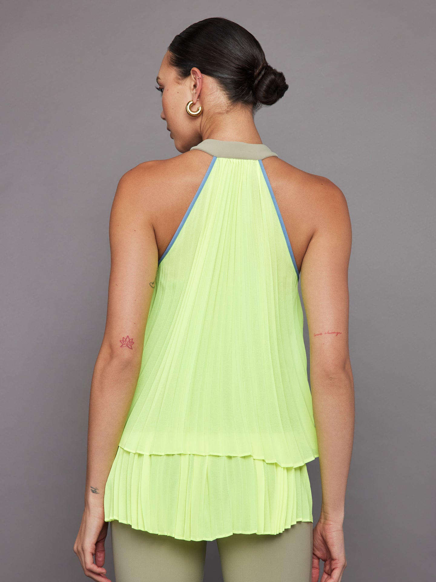 Carbon38 | Pleated Back Tank in Melt - Silversage / Acid Lime