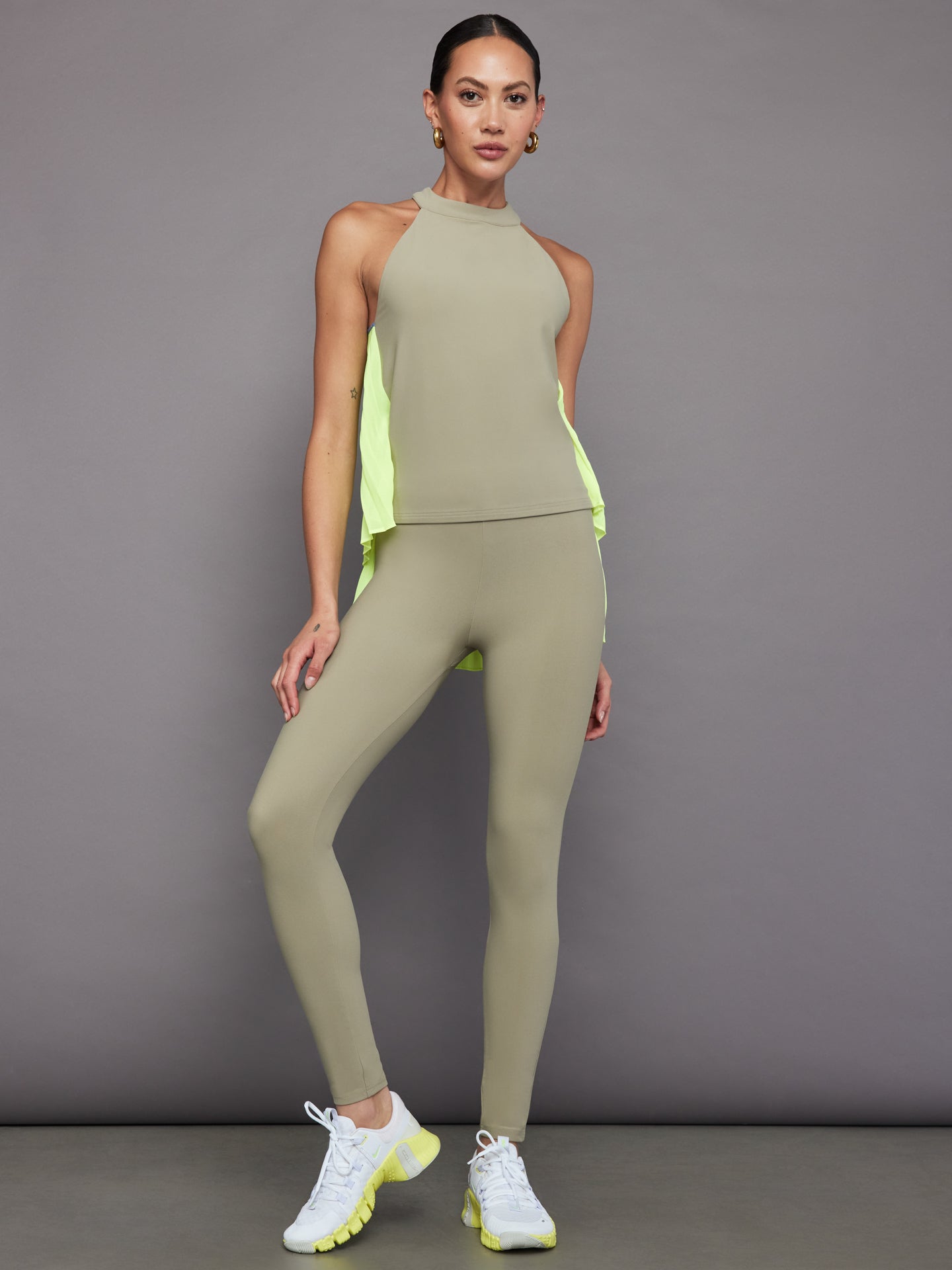 Carbon38 | Pleated Back Tank in Melt - Silversage / Acid Lime