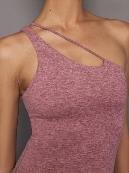 Carbon38 | One Shoulder Convertible Tank in Heather Melt - Hawthorn Rose Heather