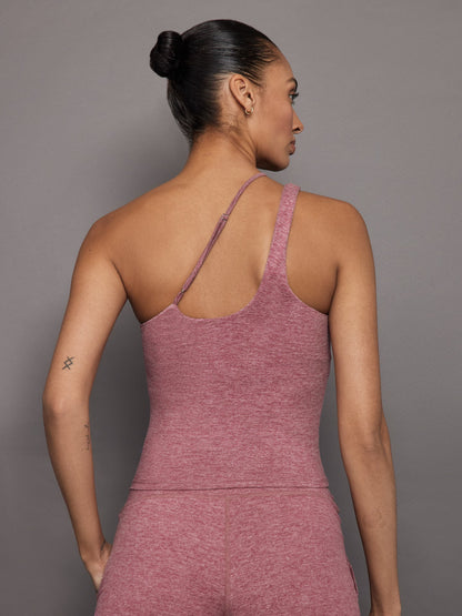 Carbon38 | One Shoulder Convertible Tank in Heather Melt - Hawthorn Rose Heather
