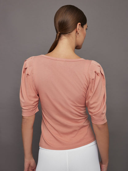Carbon38 | Puff Sleeve Tee - Muted Clay
