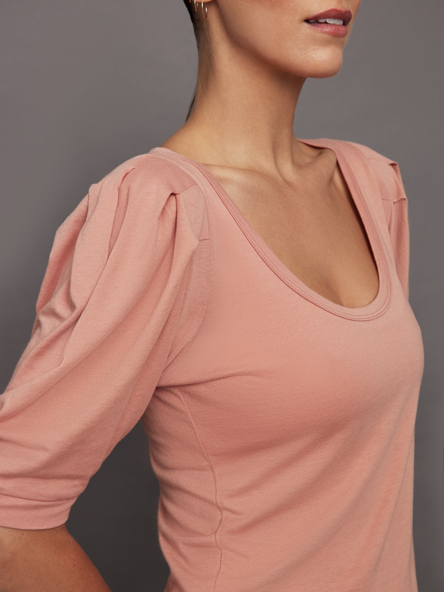 Carbon38 | Puff Sleeve Tee - Muted Clay