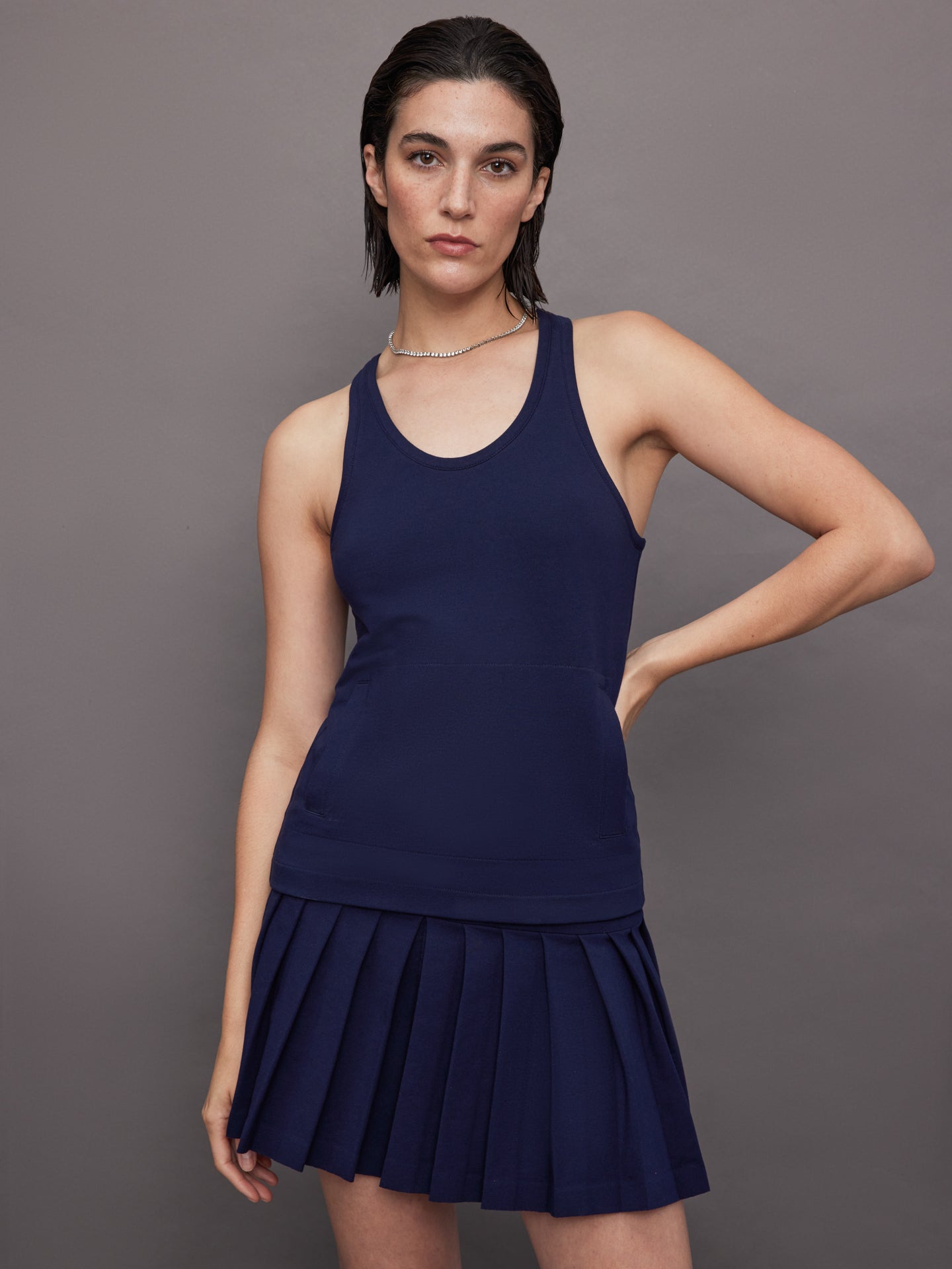 Carbon38 | Racer Tailored Terry Tank Top - True Navy