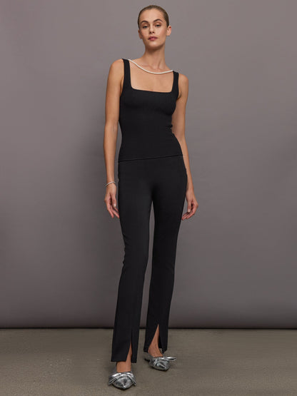 Carbon38 | Pearl Necklace Sweater Tank - Black