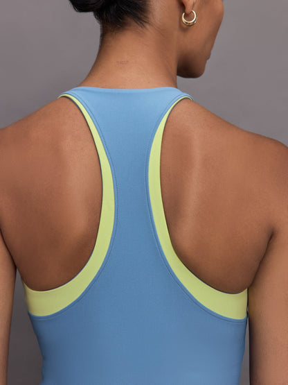 Carbon38 | Colorblock High Neck Tank - Coronet Blue / Charlock