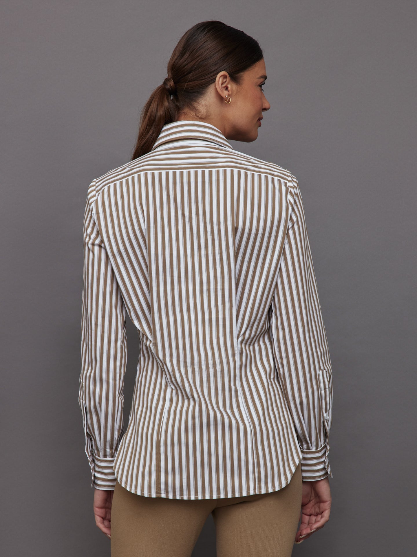Carbon38 | Twisted Tunic Shirt - White/Tan Stripe
