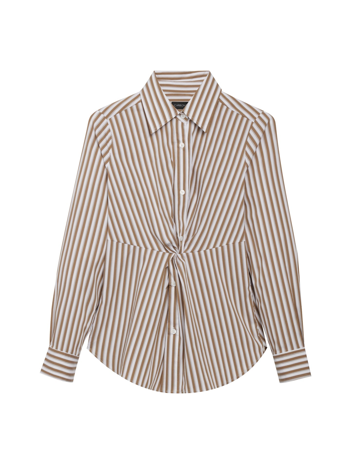 Carbon38 | Twisted Tunic Shirt - White/Tan Stripe
