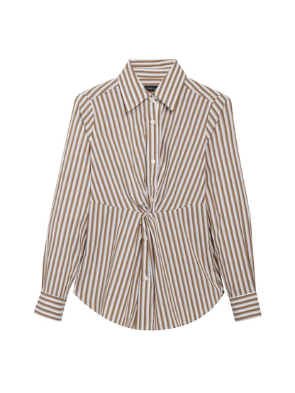 Carbon38 | Twisted Tunic Shirt - White/Tan Stripe