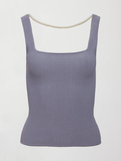 Carbon38 | Pearl Necklace Sweater Tank - Lavender Grey